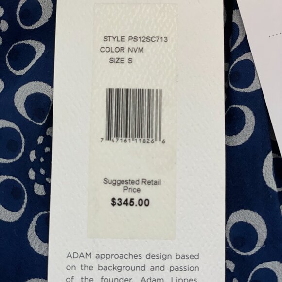 ADAM ADAM LIPPES 100% Silk Navy & White Designer Dress size S Orig.$345 NWT - Picture 9 of 12